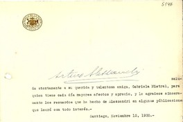 [Carta] 1935 nov. 12, Santiago [a] Gabriela Mistral