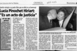 Lucía Pinochet Hiriart, "Es un acto de justicia"  [artículo] María Cristina Prudant.