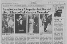 Párrafos, cartas y fotografías inéditas del libro "Eduardo Frei Montalva, Memorias"  [artículo].