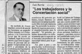 "Los trabajadores y la concertación social"  [artículo] Luis Barría.