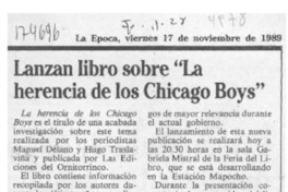Lanzan libro sobre "La herencia de los Chicago boys"  [artículo].