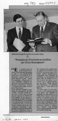 "Presidente Pinochet es artífice del Chile emergente"  [artículo].