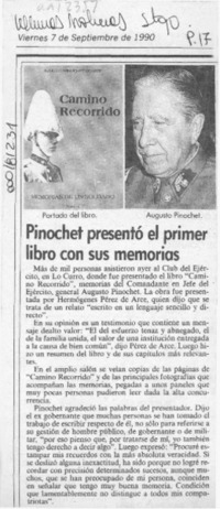 Pinochet presentó el primer libro con sus memorias  [artículo].