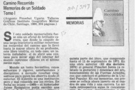 Camino recorrido, Memorias de un soldado  [artículo] Francisco José Folch.