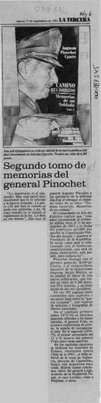 Segundo tomo de memorias del general Pinochet  [artículo].