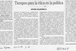 Tiempos para la ética en la política  [artículo] Arturo Volantines R.