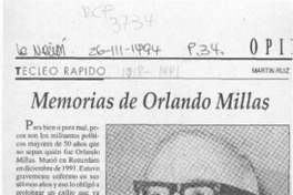 Memorias de Orlando Millas  [artículo] Martín Ruiz.