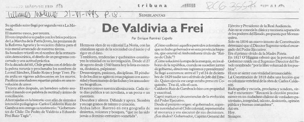 De Valdivia a Frei  [artículo] Enrique Ramírez Capello.