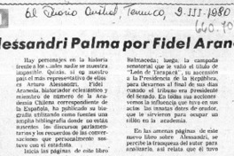 Arturo Alessandri Palma por Fidel Araneda Bravo  [artículo] Juan Guillermo Prado O.
