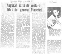 Auguran éxito de venta a libro del general Pinochet.