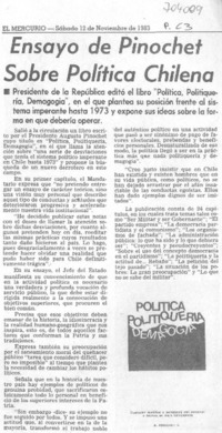 Ensayo de Pinochet sobre política chilena.