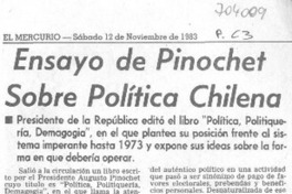 Ensayo de Pinochet sobre política chilena.
