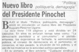 Nuevo libro de presidente Pinochet.