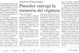 Pinochet entregó la memoria del régimen.