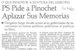 PS pide a Pinochet aplazar sus memorias.