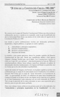 "20 años de la Constitución Chilena 1981-2001"  [artículo] Raúl Bertelsen Repetto