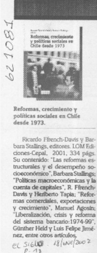 Reformas, crecimiento y políticas sociales en Chile desde 1973  [artículo]