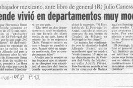 "Viuda de Allende viviío en departamentos muy modestos"  [artículo].