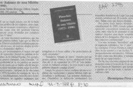 Pinochet, balance de una misión (1973-1990)  [artículo] Hermógenes Pérez de Arce I.
