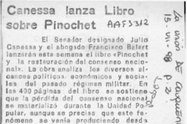 Canessa lanza libro sobre Pinochet  [artículo].