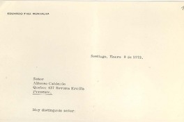 [Carta] 1973 ene. 09, Santiago, Chile [a] Alfonso Calderón