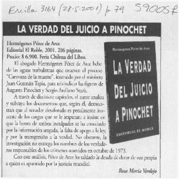 La verdad del juicio a Pinochet  [artículo] Rosa María Verdejo
