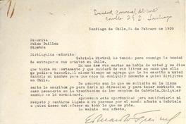 [Carta] 1939 feb. 24, Santiago, Chile [a] Palma Guillén, Ginebra, [Suiza]