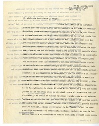 [Carta] 1963 agosto 27, Santiago, Chile [a] Jorge Alessandri Rodríguez  [manuscrito] Magdalena Petit.