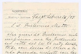 [Carta], 1877 feb. 28 Valparaíso, Chile <a> Guillermo Matta