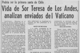 Vida de Teresa de Los Andes, analizan enviados del Vaticano.