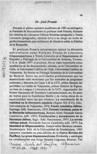 Dr. José Promis  [artículo] Eddie Morales Piña.